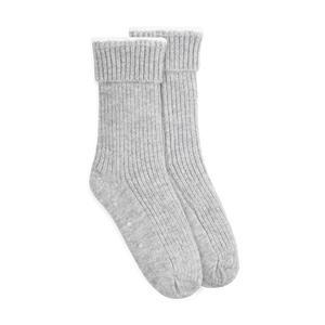 Grey Nordic Wool Slipper Socks