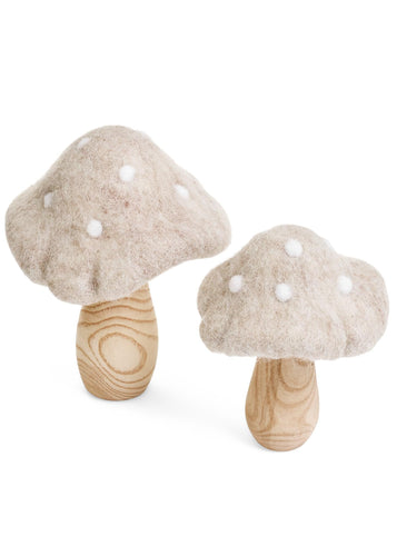 Beige Felt Mushroom Figurines
