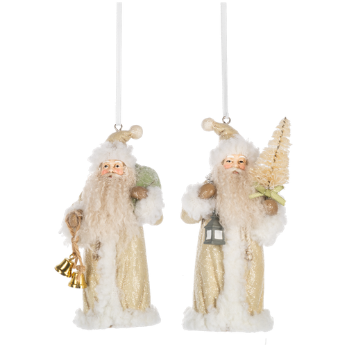 Santa Ornaments with Lantern & Bells