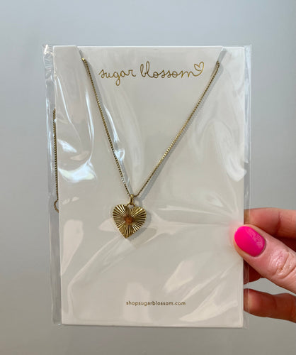 Large Heart Charm Box Chain Necklace