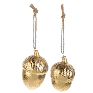 Gold Glitter Acorns Ornaments