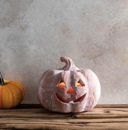 Small Orange Terracotta Pumpkin Jack-O-Lantern