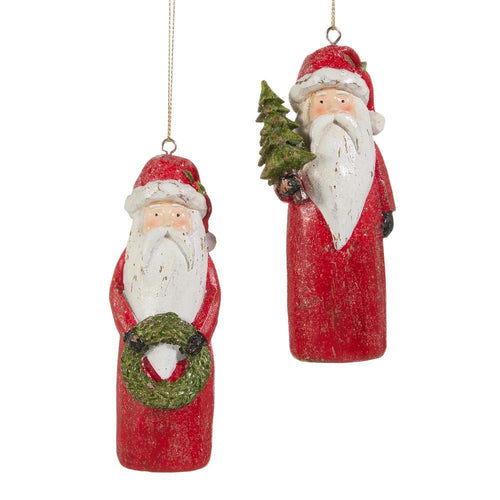 Carved Country Santa Ornaments