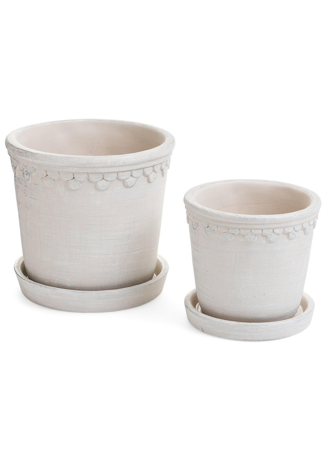 Neutral Detailed Planter with Saucer