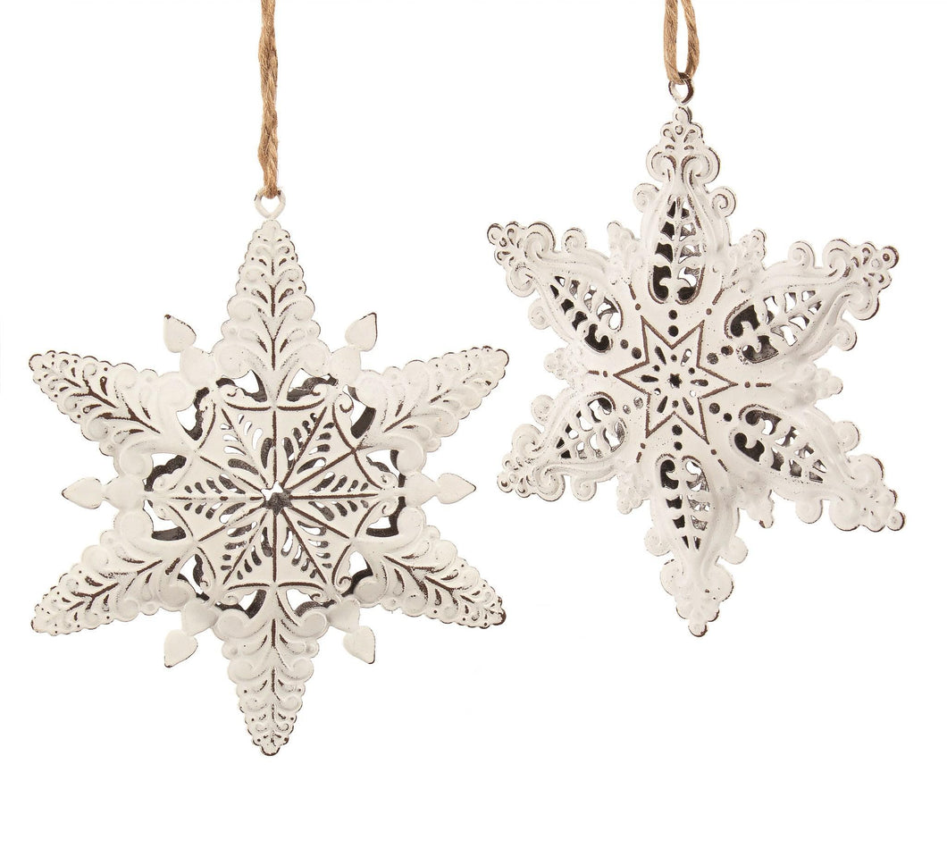 White Detail Metal Snowflake Ornament