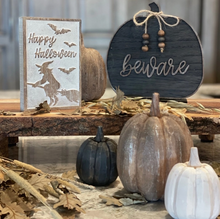 Load image into Gallery viewer, Small Tall Black Carved Pumpkin