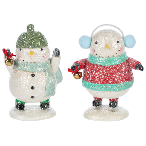 Colourful Snowman Skating Figurine