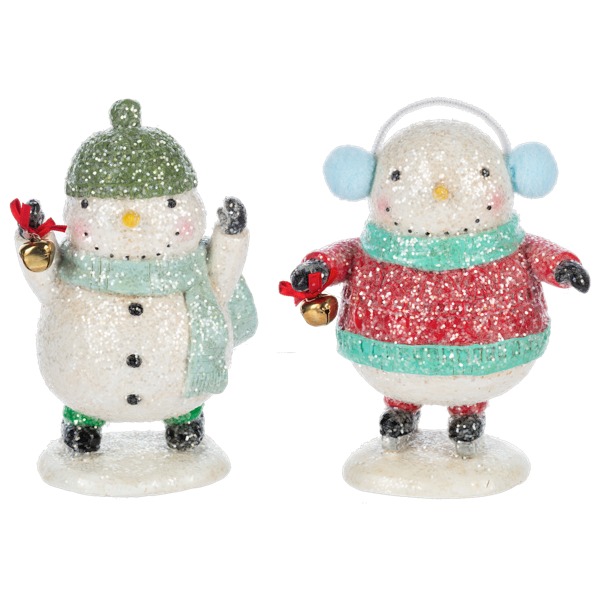 Colourful Snowman Skating Figurine