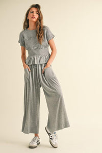 Tilda Grey Smocked Pants