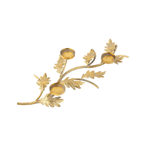 Gold Metal Oak Leaf Votive Holder Center Piece