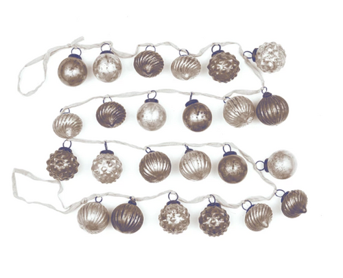 Taupe & Cream Embossed Mercury Glass Garland