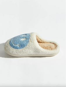 Blue Smiley Slippers