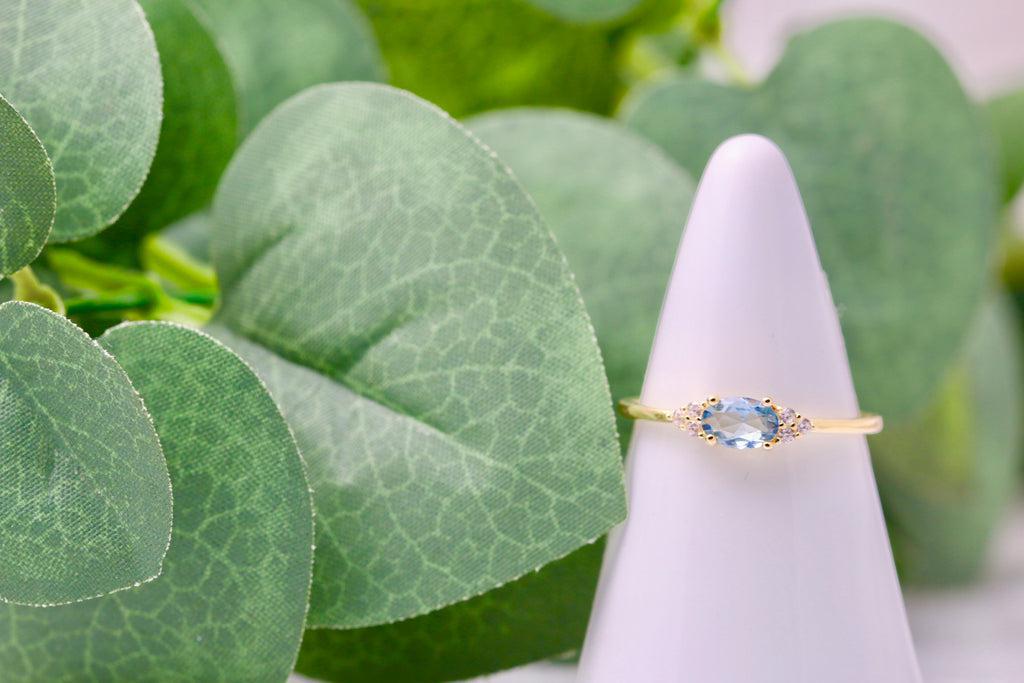 Aquamarine CZ Ring