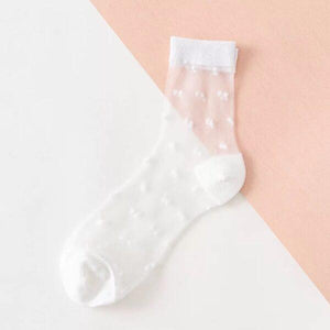 White Sheer Dot Socks