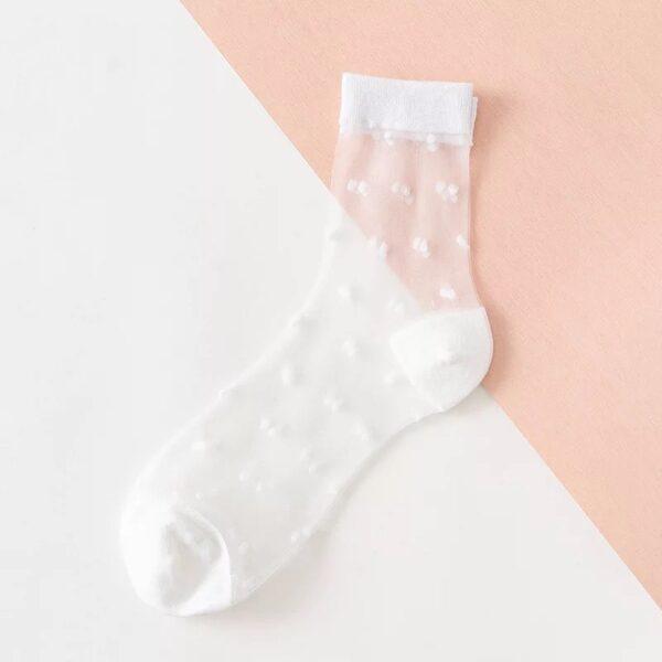 White Sheer Dot Socks