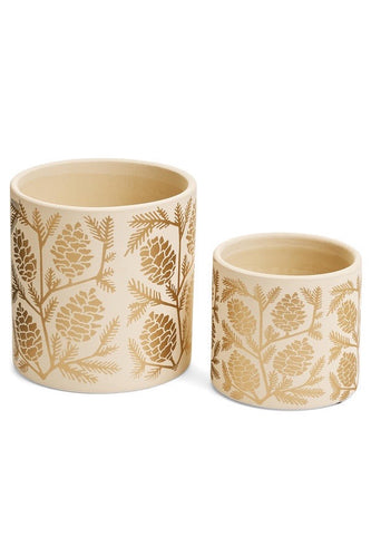Gold Pinecones Pot