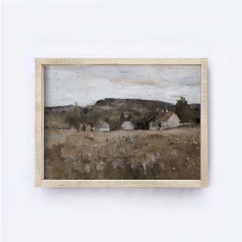 White Vintage European Countryside Art Work