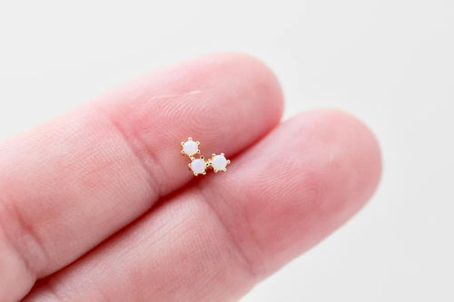 Tiny Triple Opal Studs