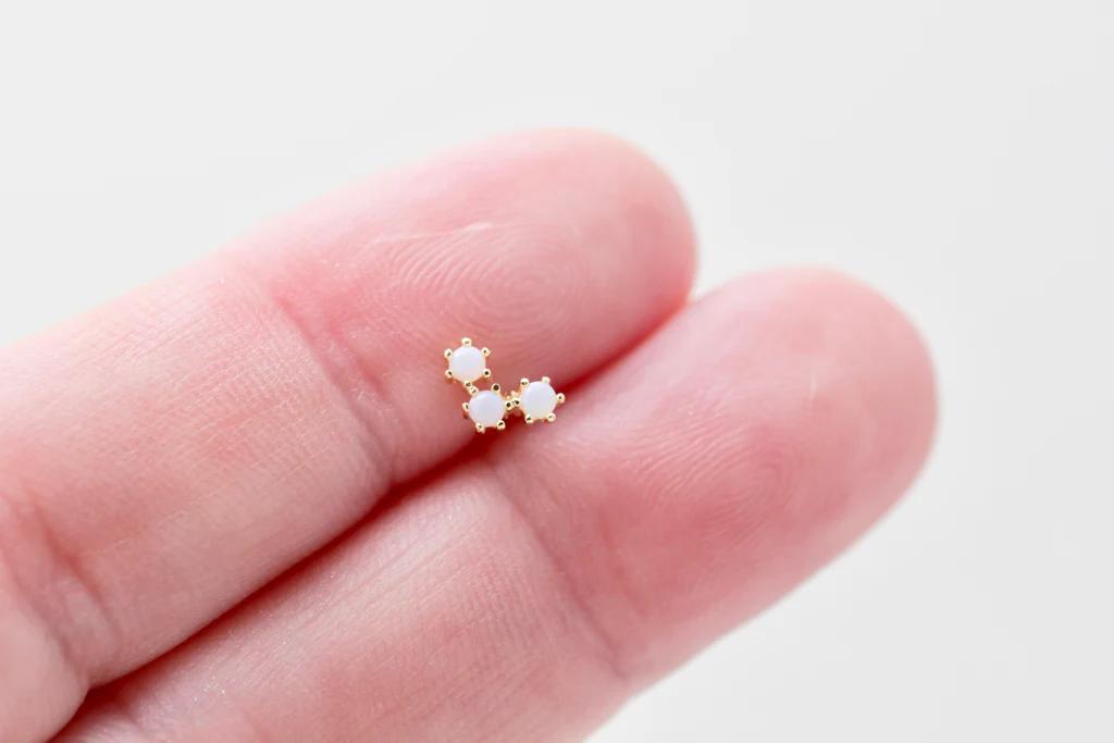 Tiny Triple Opal Studs