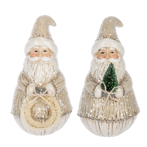 Neutral Shimmer Santa Figurines