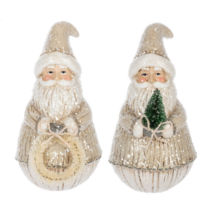 Neutral Shimmer Santa Figurines
