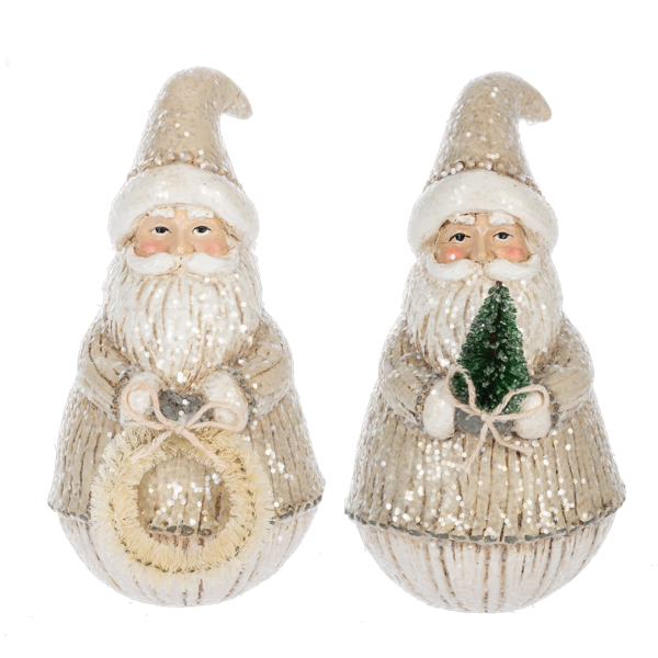 Neutral Shimmer Santa Figurines