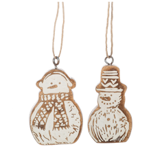Load image into Gallery viewer, Carved Snowman Ornaments