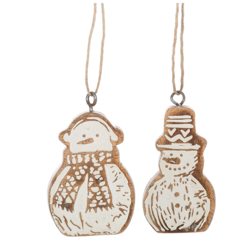 Carved Snowman Ornaments