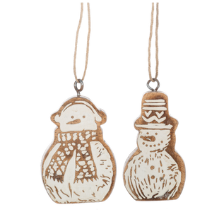 Carved Snowman Ornaments