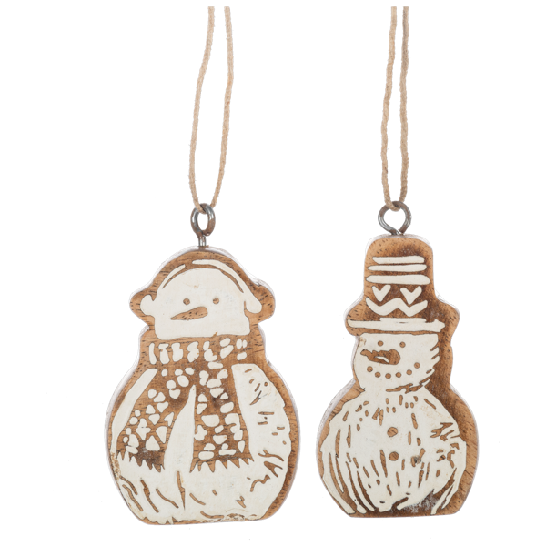 Carved Snowman Ornaments