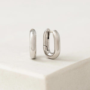 Silver Paperclip Puff Hoop Earrings