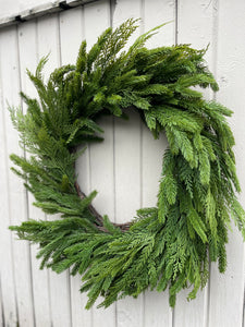 28" Fresh Touch Spruce & Cedar Wreath