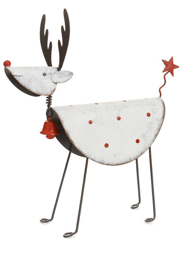 White Metal Deer with Polka Dots