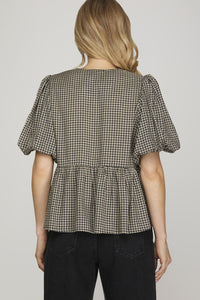 Florence Black Gingham Top