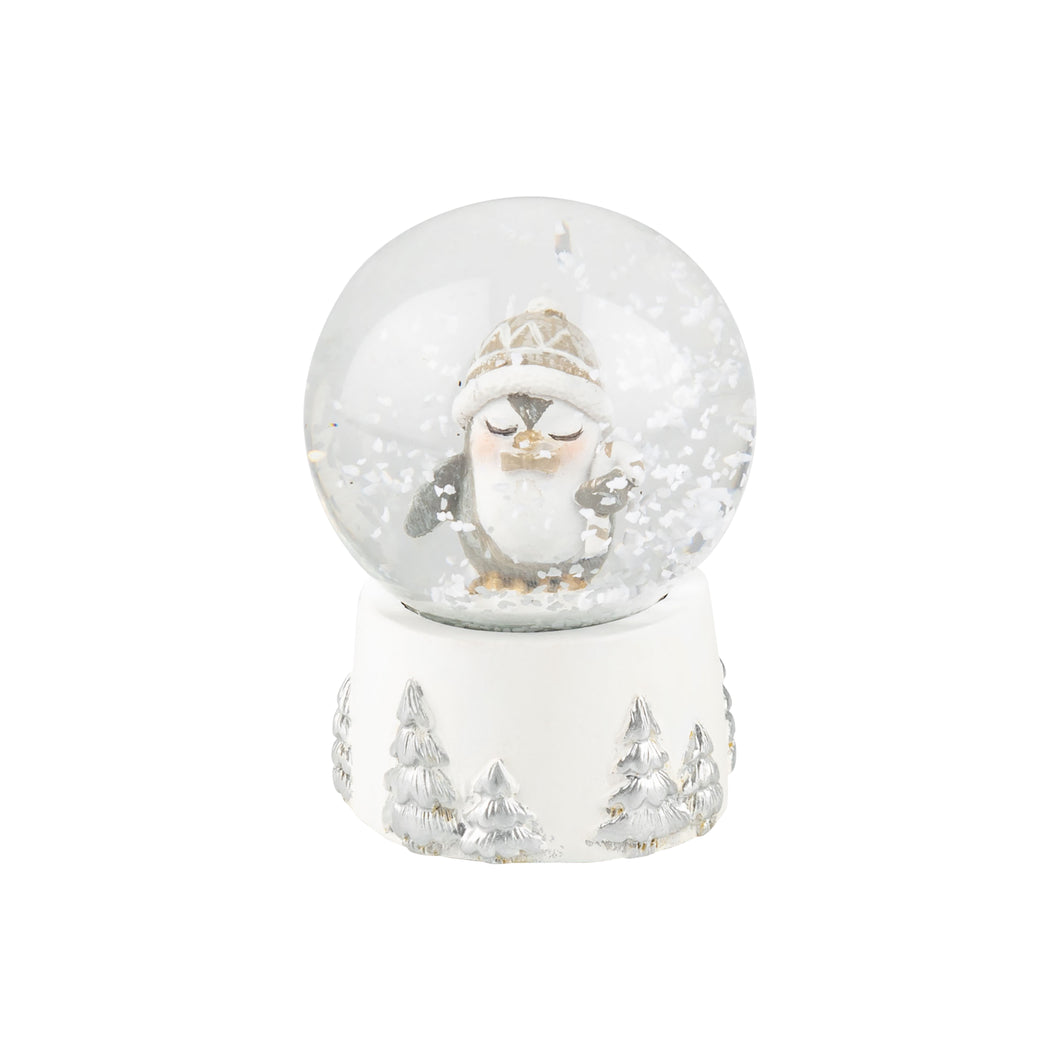 Silver & White Mini Penguin Snow Globe