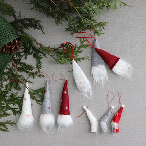 Festive Set of 9 Gnome Head Ornaments