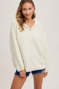 Cream Amber Half Zip Knit Pullover