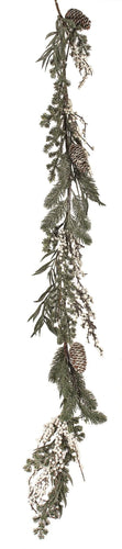 White Berry Mixed Evergreen Garland