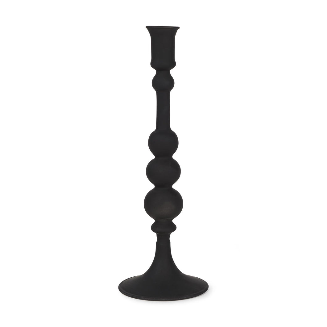 Matte Black Brown Glass Candlesticks