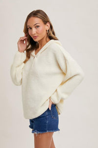 Cream Amber Half Zip Knit Pullover