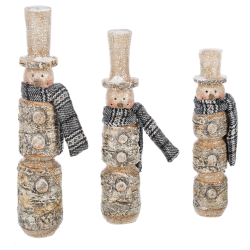 Buffalo Check Scarf Snowmen Figurines