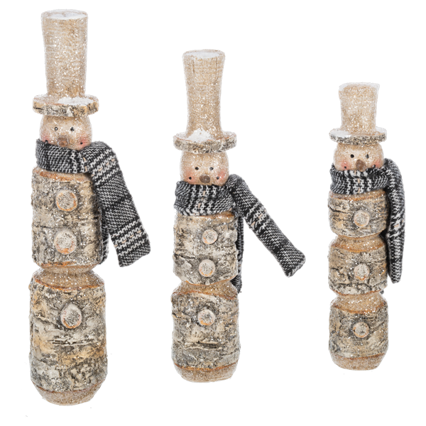 Buffalo Check Scarf Snowmen Figurines