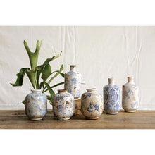 Load image into Gallery viewer, Blue Distressed Terracotta Vases
