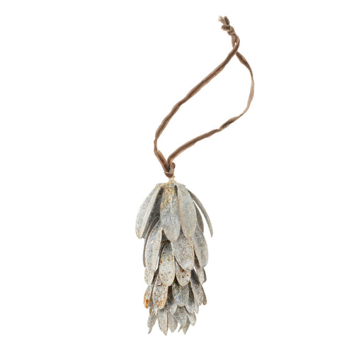 Rustic Pinecone Ornament Galvanized