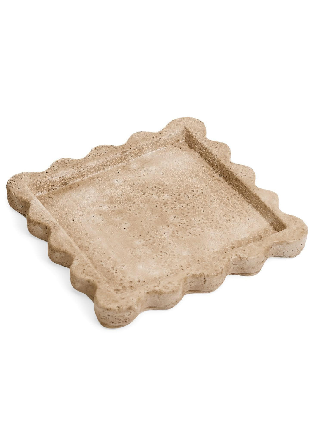 Scalloped Travertine Look Tray