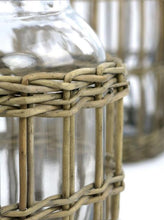 Load image into Gallery viewer, Tall Woven Willow and Glass Canister