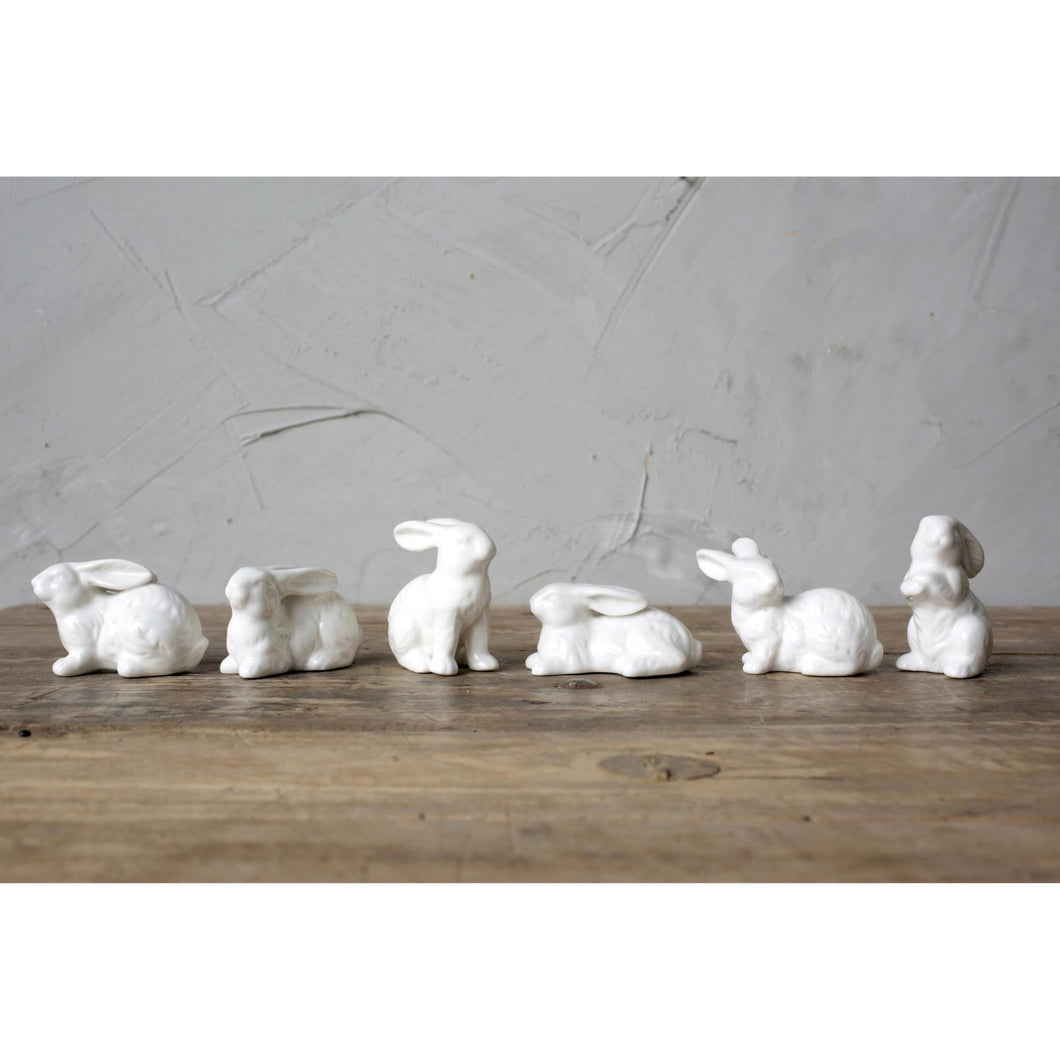 Mini White Ceramic Bunnies