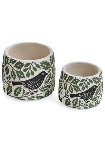 Black Bird Cement Planter