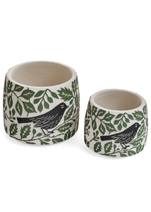Black Bird Cement Planter