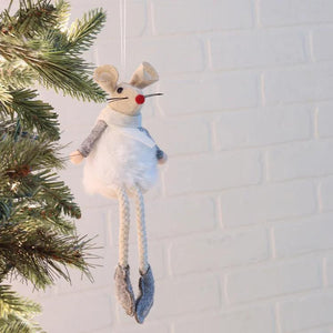 White Fur Madeline Mouse Ornament